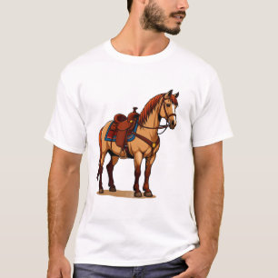 T-shirt Cheval Brun Avec Selle
