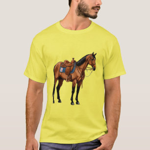 T-shirt Cheval Brun Avec Selle