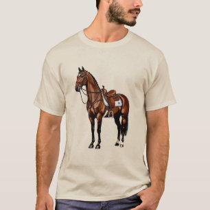 T-shirt Cheval Brun Avec Selle