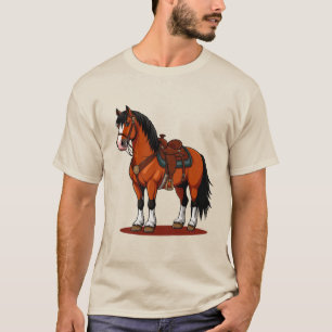 T-shirt Cheval Brun Avec Selle