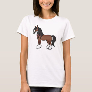 T-shirt Cheval brun de dessin animé Gypsy Vanner Shire Cly