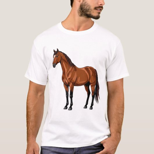 T-shirt Cheval brun élégant (Devant)