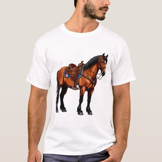 T-shirt Cheval brun élégant (Devant)