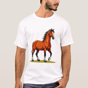 T-shirt Cheval Brun Élégant