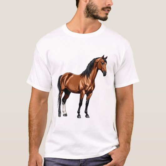 T-shirt Cheval brun élégant (Devant)