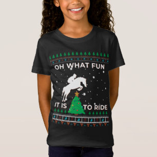 T-Shirt Cheval cavalier Equestrian Cowboy Ugly Christmas S