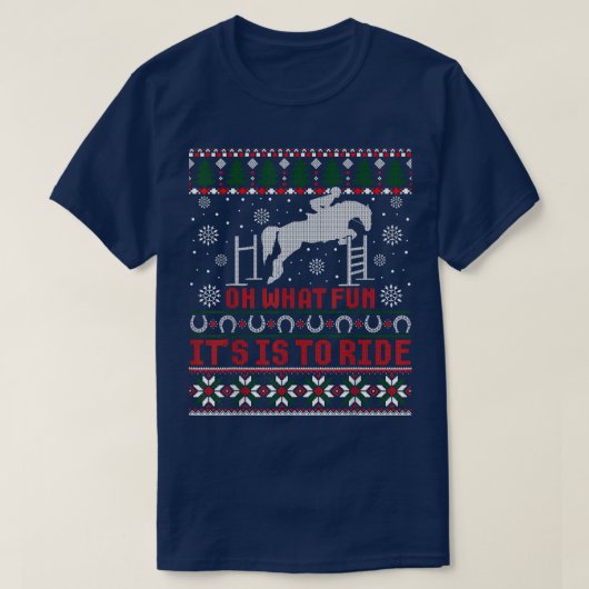 T-shirt Cheval cavalier Equestrian Cowboy Ugly Christmas S (Design devant)