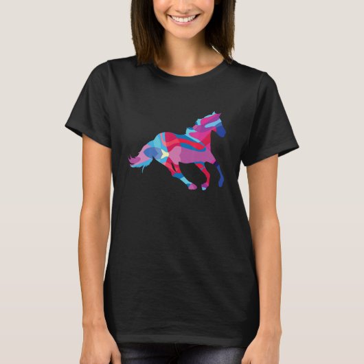 T-shirt Cheval chevaux Colorful Graphisme (Devant)