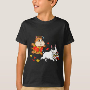 T-shirt Cheval Chinois Bull Terrier Enfants Hommes Femmes