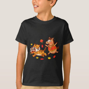 T-shirt Cheval Chinois Drôle Tigre Enfants Hommes Femmes H