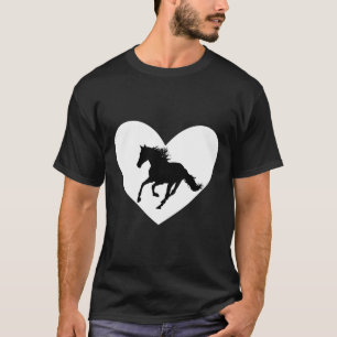 T-shirt Cheval Coeur Silhouette Cheval Equestre Valent
