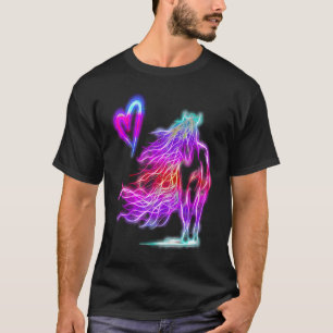 T-shirt Cheval Coloré Classe avec Cœur Équine Stylée Sabot