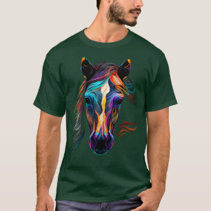 T-shirt Cheval Coloré Visage Beau Equestre Crazy Pon