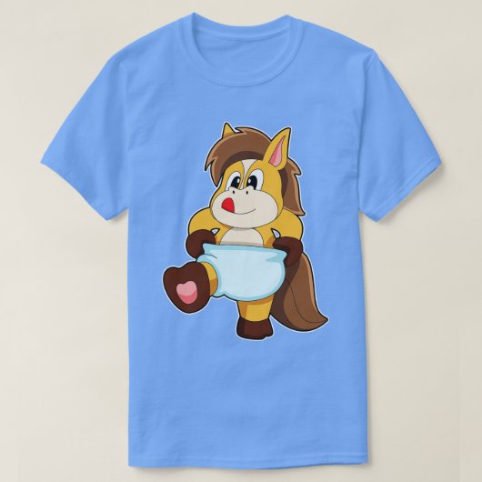 T-shirt Cheval comme bébé avec couche (Design devant)