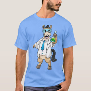 T-shirt Cheval comme chimiste avec lunettes et tube d'essa