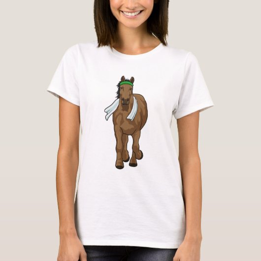 T-shirt Cheval comme coureur avec serviette (Devant)