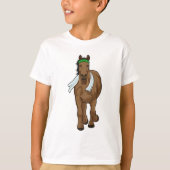 T-shirt Cheval comme coureur avec serviette (Devant)