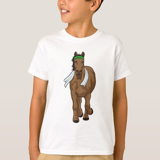 T-shirt Cheval comme coureur avec serviette (Devant)