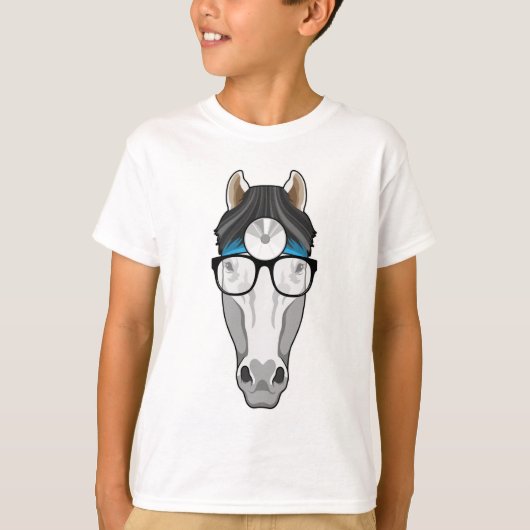 T-shirt Cheval comme docteur avec lunettes (Devant)