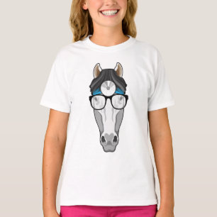 T-shirt Cheval comme docteur avec lunettes