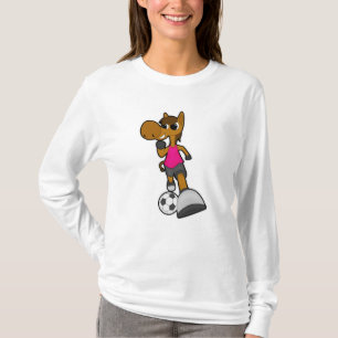 T-shirt Cheval comme joueur de football avec balle de foot