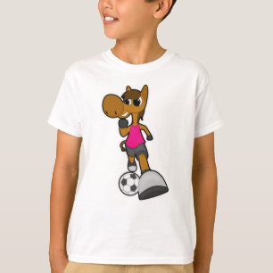T-shirt Cheval comme joueur de football avec balle de foot