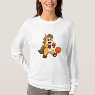 T-shirt Cheval comme joueur de football avec balle de foot