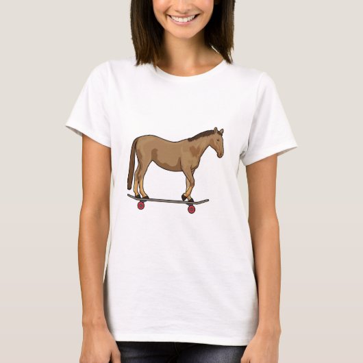 T-shirt Cheval comme patineur sur skateboard (Devant)