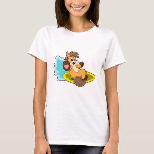T-shirt Cheval comme Surfer avec Surfboard