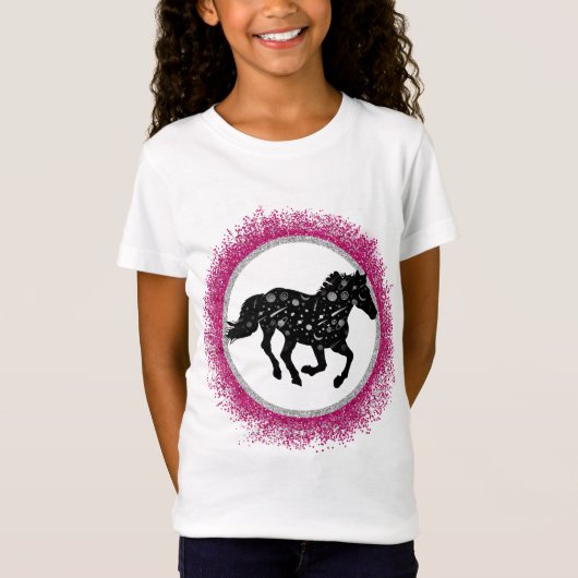 T-shirt Cheval Cosmique Noir et Blanc (Devant)