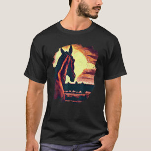 T-shirt Cheval Coucher de soleil Llamas Vintage Rétro équi