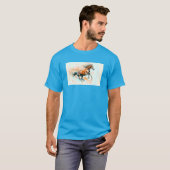 T-shirt Cheval Couleur d'eau libre (Devant entier)
