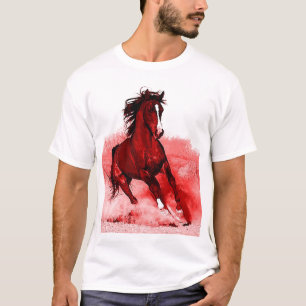 T-shirt Cheval Courant Browny Red Artwork