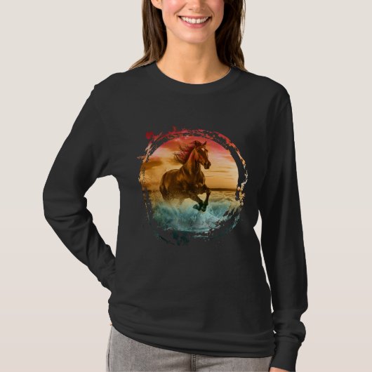 T-SHIRT CHEVAL COURANT DANS LE PAYSAGE MARIN AU BORD DE LA (Devant)