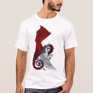 T-shirt Cheval cramoisi de licorne d'imaginaire de