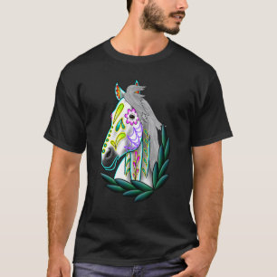 T-shirt Cheval Crâne de Sucre Blanc Jour des Morts
