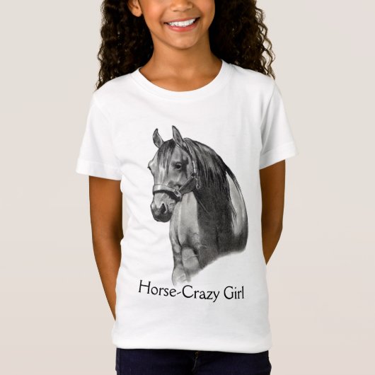 T-Shirt CHEVAL : CRAYON : HORSE-CRAZY : FILLE (Devant)