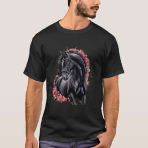 T-shirt Cheval Création Équitation Fleurs Motif Cheval Âne