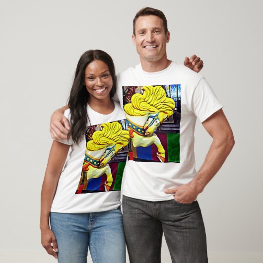 T-shirt Cheval De Carrousel Avec Mane Jaune (Unisexe)