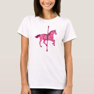 T-shirt Cheval de carrousel - Fuchsia rose