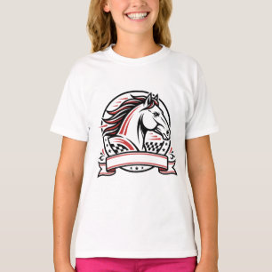 T-Shirt Cheval de Course avec Accents Rouges