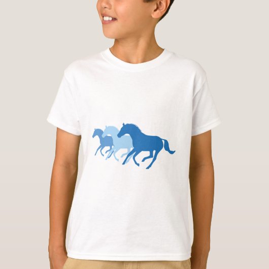 T-shirt Cheval de course (bleu) (Devant)
