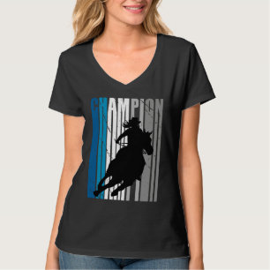 T-shirt Cheval de Cowgirl Sarcelle de Course de Tonneau Ch