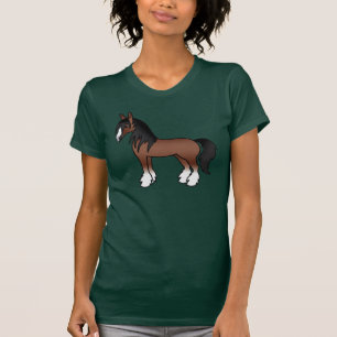 T-shirt Cheval de dessin Brown Gypsy Vanner Clydesdale Shi