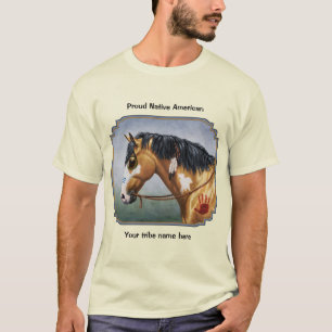 T-shirt Cheval de guerre amérindien Buckskin Pinto