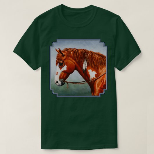 T-shirt Cheval de guerre amérindien Pinto Chestnut Pinto 1 (Design devant)