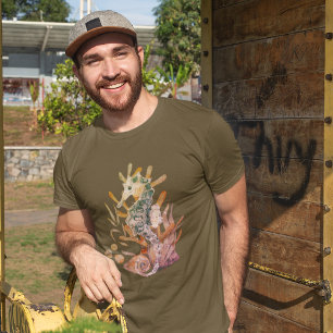 T-shirt Cheval De Mer Avec Bouquet De Feuilles De Mer