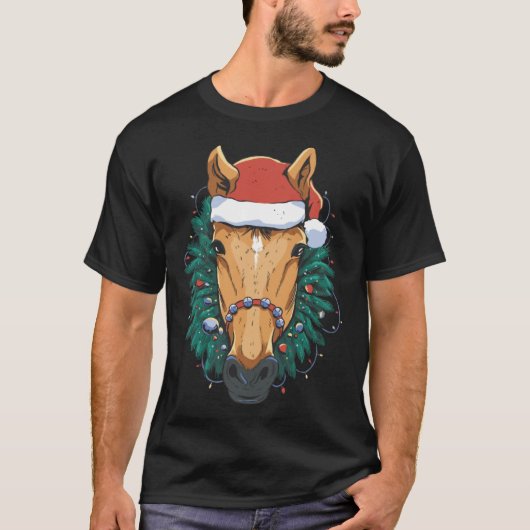 T-shirt Cheval de Noël mignon (Devant)