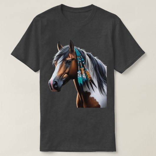 T-shirt Cheval de peinture avec perles autochtones (Design devant)