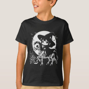 T-shirt Cheval de Sorcière Skeleton mignonne Halloween Éff